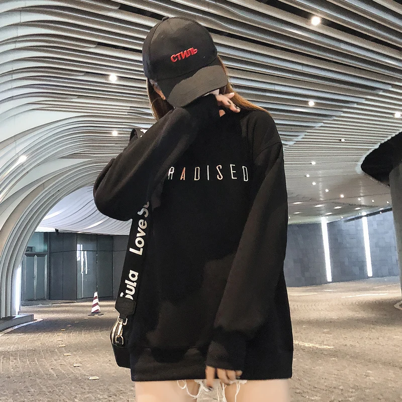 2018 осень зима Новые Модные свободные женский свитер с принтом букв Повседневное