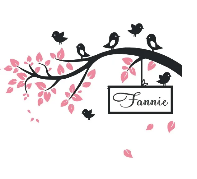 Huge Birds Branch Wall Sticker Vinyl Decal Kid Nursery Baby Decor Personalised Name Wall Sticker For Kids Room 114cmx151CM