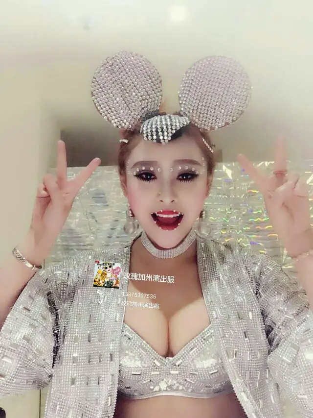 2016 Heavy rivets coat jacket female singer costumes dj jazz performances super flash clothing | Тематическая одежда и
