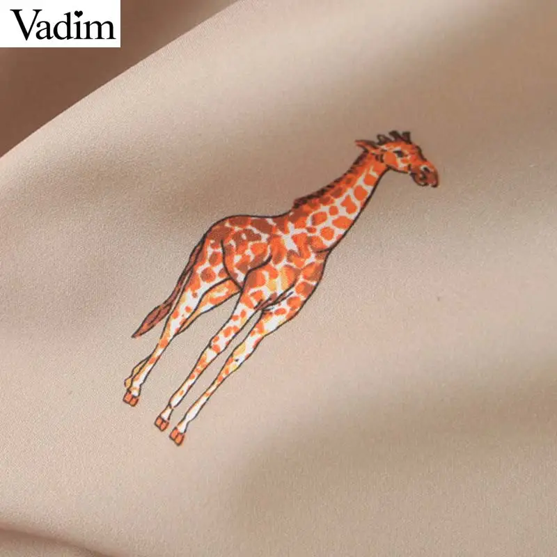 Vadim Женская Повседневная Блузка с принтом жирафа карманом и рукавом три четверти