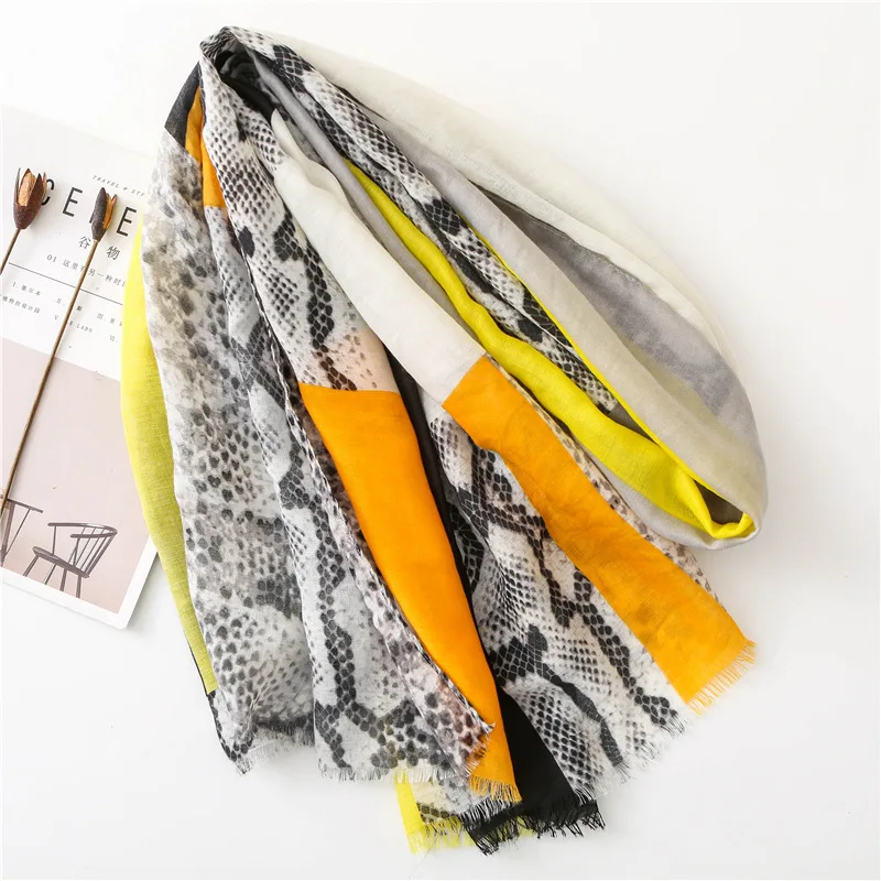 Рисунок под змеиную кожу шарф с бахромой шали модный Леопардовый принт обертывание глушитель хиджаб 10 шт./партия
