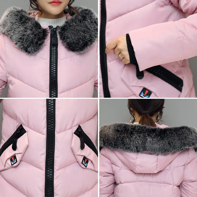 

Warm thicken Artificial fur hooded women winter jacket cotton padded outerwear female parka long womens coat 2019 plus size 3XL