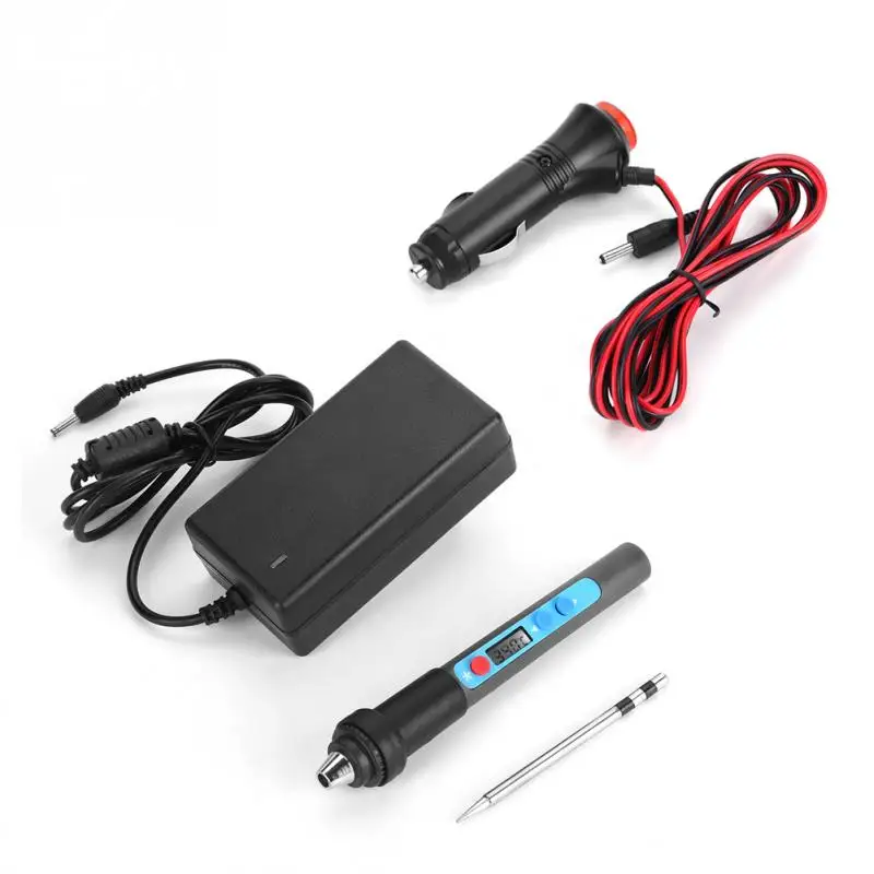 US 110V With adapter Паяльник постоянного тока 12 В 40 Вт светодиодный Электрический паяльник с цифровой регулируемой температурой без свинца ремонт монтажных плат Инструменты - Цвет: US 110V With adapter