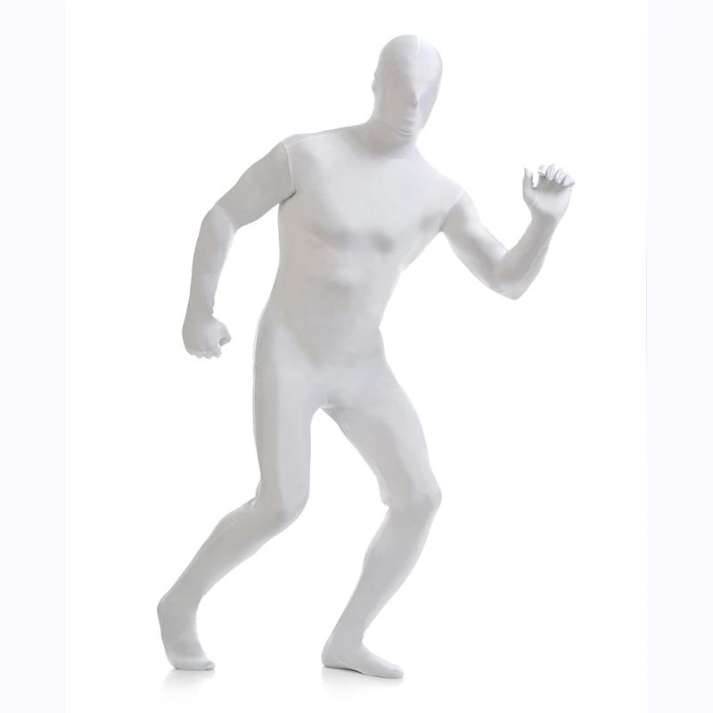 Customized 2018 White Lycra Spandex Full Body Zentai Suit Halloween Unisex Bodysuit Costume For Party Drop Shipping | Тематическая