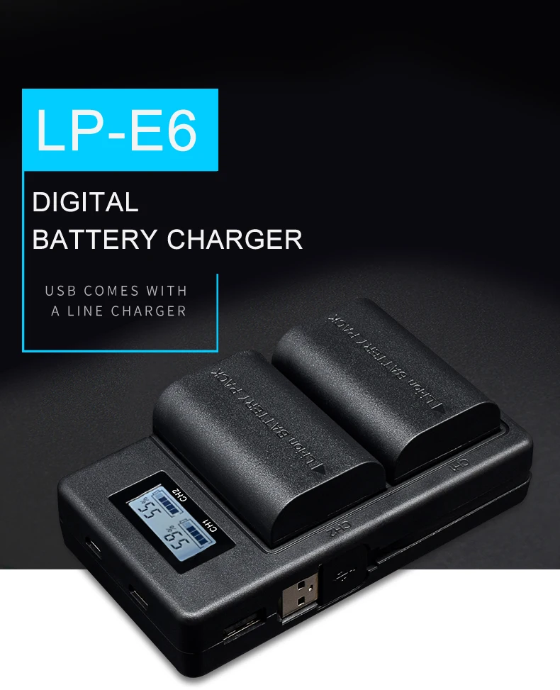 PALO 4 шт. LP-E6 LPE6 LP E6 E6N Камера Батарея+ LCD Dual charger для цифровой однообъективной зеркальной камеры Canon EOS 5DS R 5D Mark II 5D Mark III 6D 7D 80D EOS 5DS R