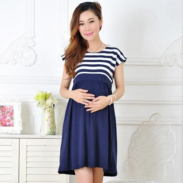 Navy Blue Ztov Для женщин длинные платья Средства ухода за кожей для будущих мам кормящих платье для беременных Для женщин Беременность Для женщин платье Костюмы мать домашняя одежда L/XL/ XXL - Цвет: Navy Blue