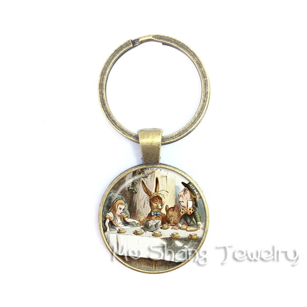 Брелок для ключей с надписью A Mad Tea вечерние|alice in wonderland key|key chain ringglass keychain |