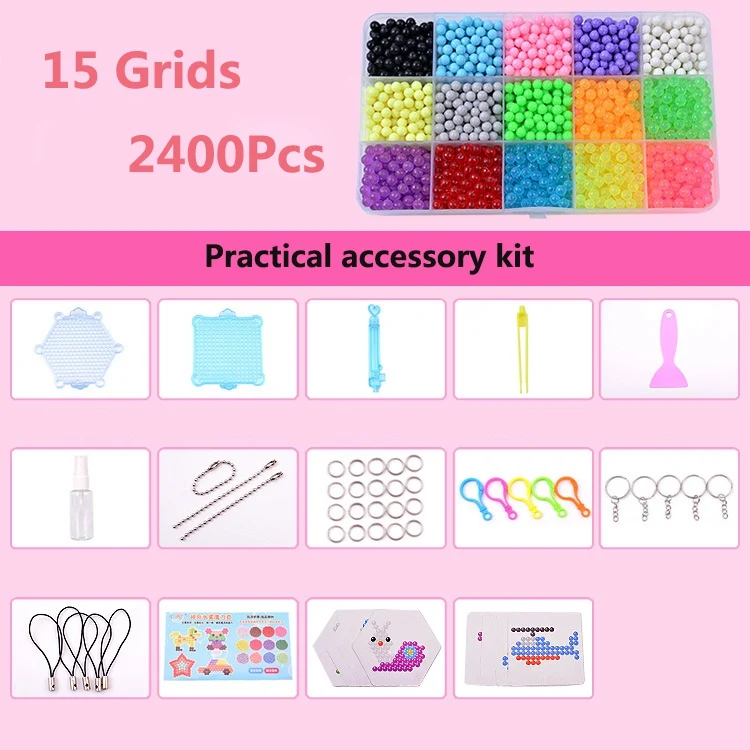 15 Grids 2400Pcs DIY Водный туман волшебные шарики игрушки для детей формы в виде животного ручной пазл детские развивающие игрушки волшебные фасоль - Цвет: 15 Grids 2400Pcs