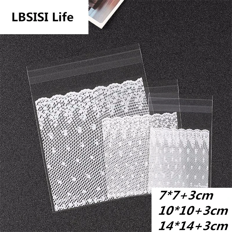 

LBSISI Life Lace Candy Cookie Bags Wedding Birthday Decoration Party Self Adhesive Plastic Biscuit Packaging Gift Bag
