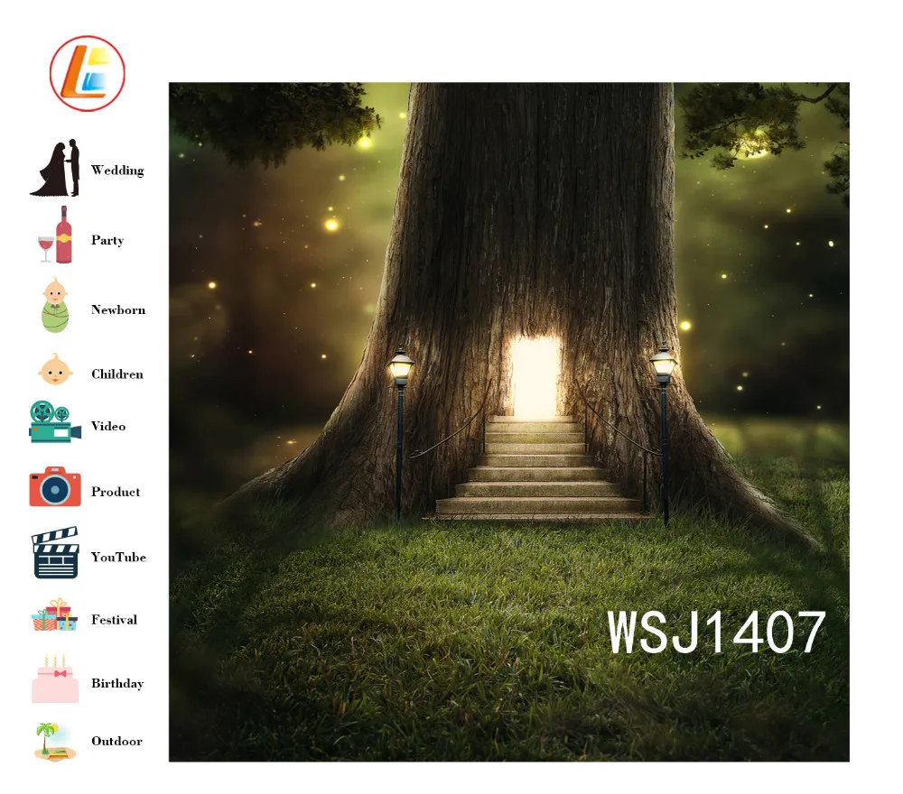 Фунтов сказка винил фон фотографии мечтательный лес Big Tree и Fireworms