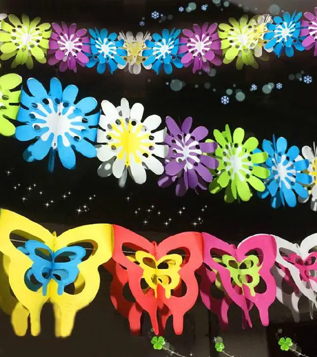 Праздничные принадлежности 3 метра цветочки из цветной бумаги Гирлянда с