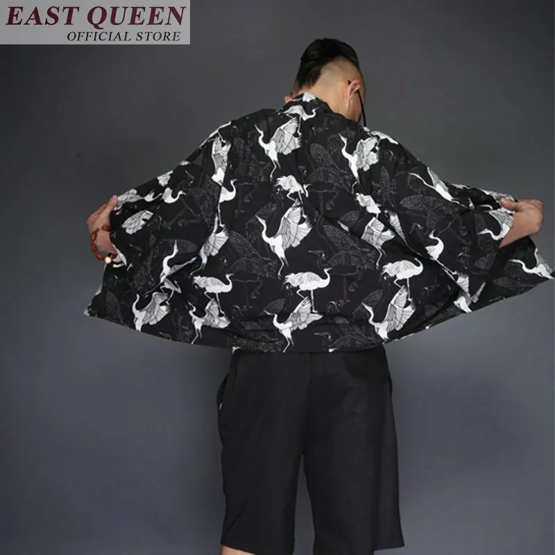 Японское кимоно yukata kimino haori кардиган мужской kimino халат для мужчин черный принт японский Топ Haori Япония Одежда FF376 A