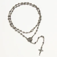 4mm cross rosary stainless steel rosary necklace rosary ladies fashion necklace jewelry jesus stainless steel cross necklace