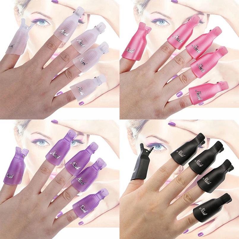 10 шт./компл. Пластиковые Nail Art замочить от колпачок клип УФ гель для снятия лака