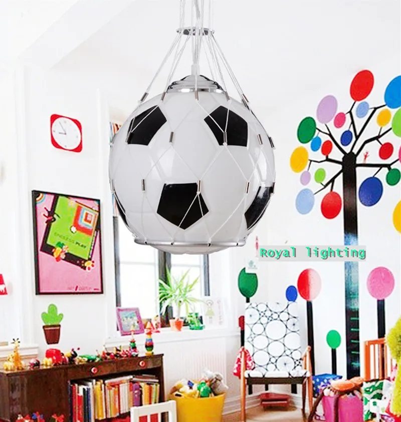 Стеклянный подвесной светильник в виде футбольного мяча 1 шт. для детской комнаты