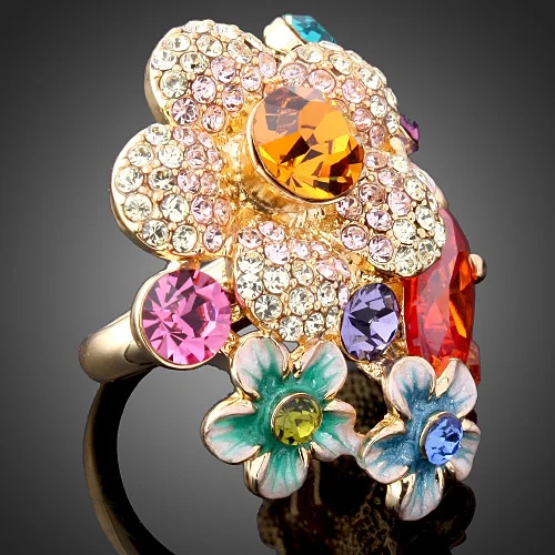Женское кольцо с эмалью и фианитом кристаллами|engagement rings for women|engagement ringfashion engagement