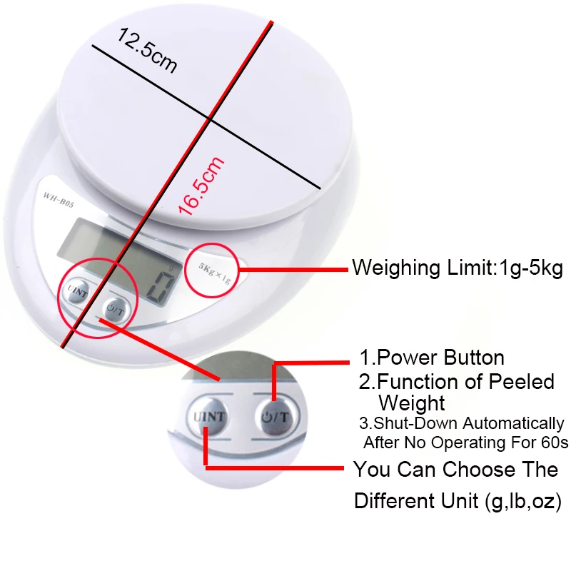 Электронные весы для пищевых продуктов со светодиодсветодиодный подсветкой 5000