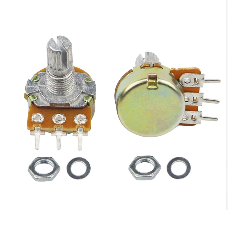 WH148 B1K B10K B100K линейный потенциометр 15 мм вал с гайками и шайбами|potentiometer 15mm|potentiometer