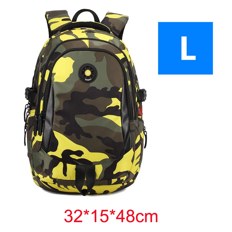 Yellow Брендовые ортопедические камуфляжные детские школьные сумки, рюкзак Mochila для подростков, мальчиков и девочек, сумка для ноутбука, ранец - Цвет: Yellow