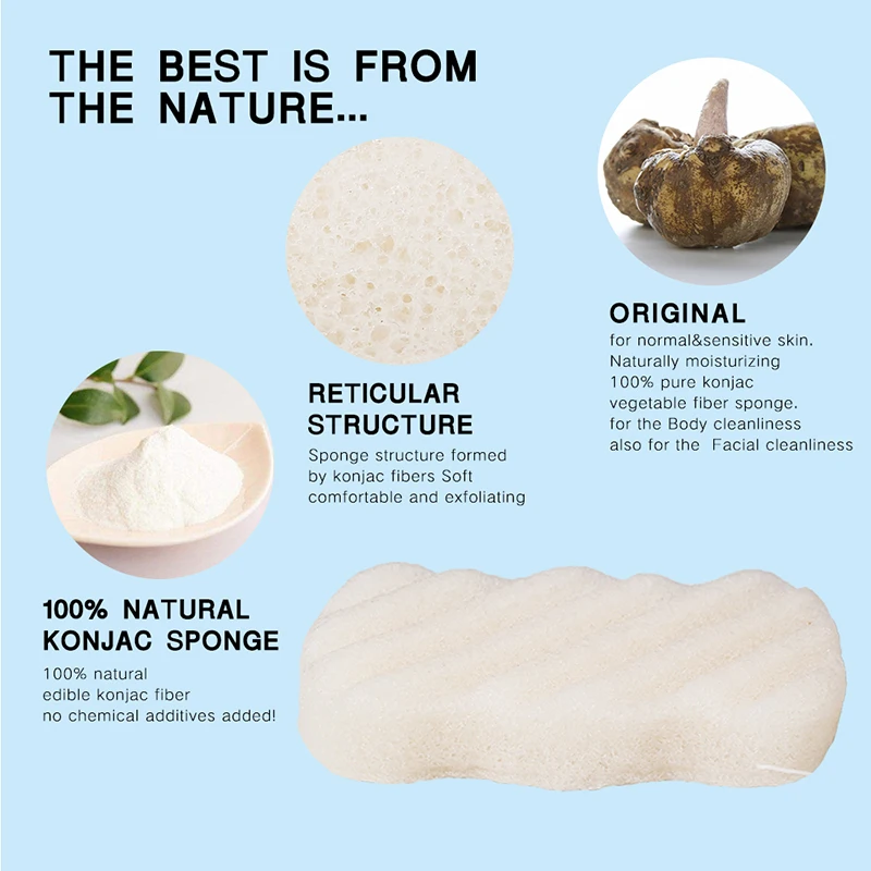 Спонж для умывания лица Konjac натуральный спонж Конняку для ванны очищающий для лица моющий спонж Отшелушивающий очищающий спонж