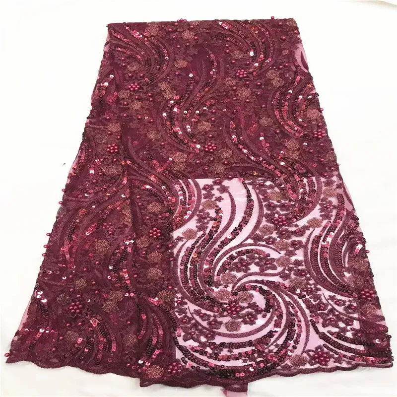 Hot Selling African Lace Fabric High Quality 2019 French Beads For Nigerian Wedding Dress With Sequins CDA194-3 | Дом и сад