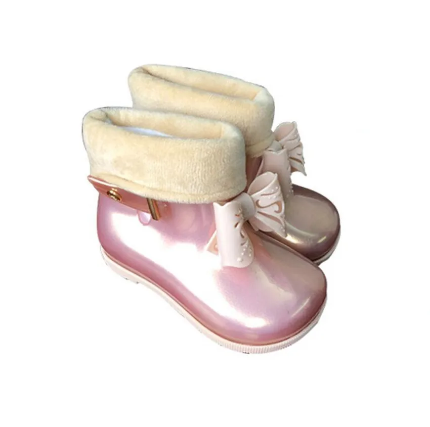 Melissa Kids/детские непромокаемые сапоги с милым бантиком обувь для девочек PVC3 новые