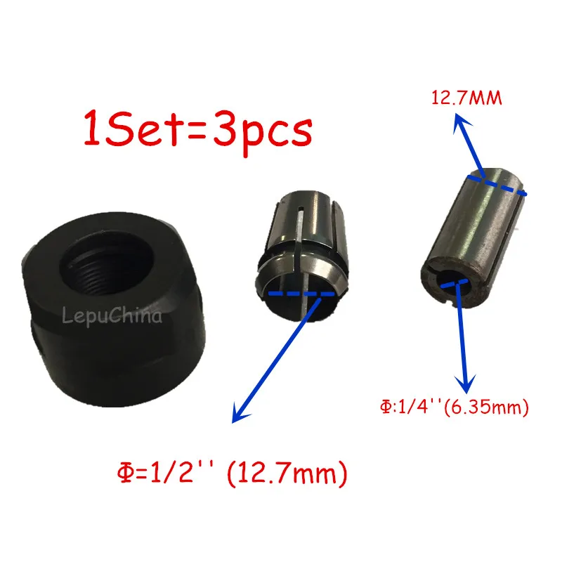 

3pcs set Router Collet Cone Nut Replacement for MAKITA 3612Y 3612 3612T 3612CY 3612C 3612CT 3612BR 3612 3600H 763629-0 763622-4