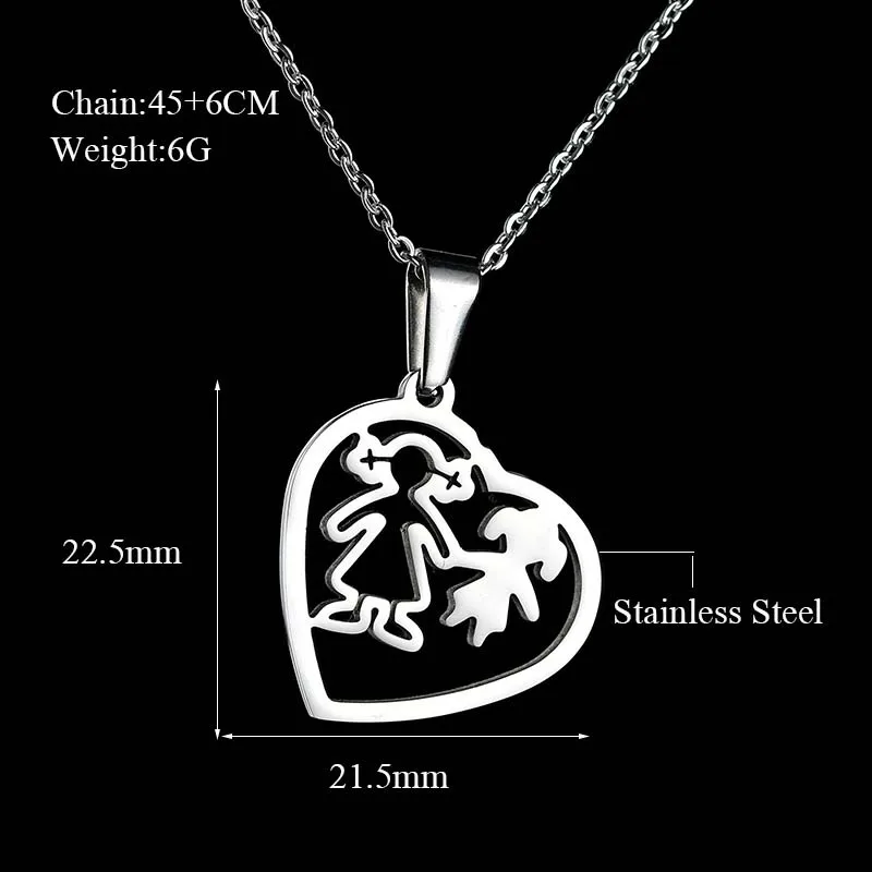 Ожерелье с кулоном из нержавеющей стали в форме сердца для матери и