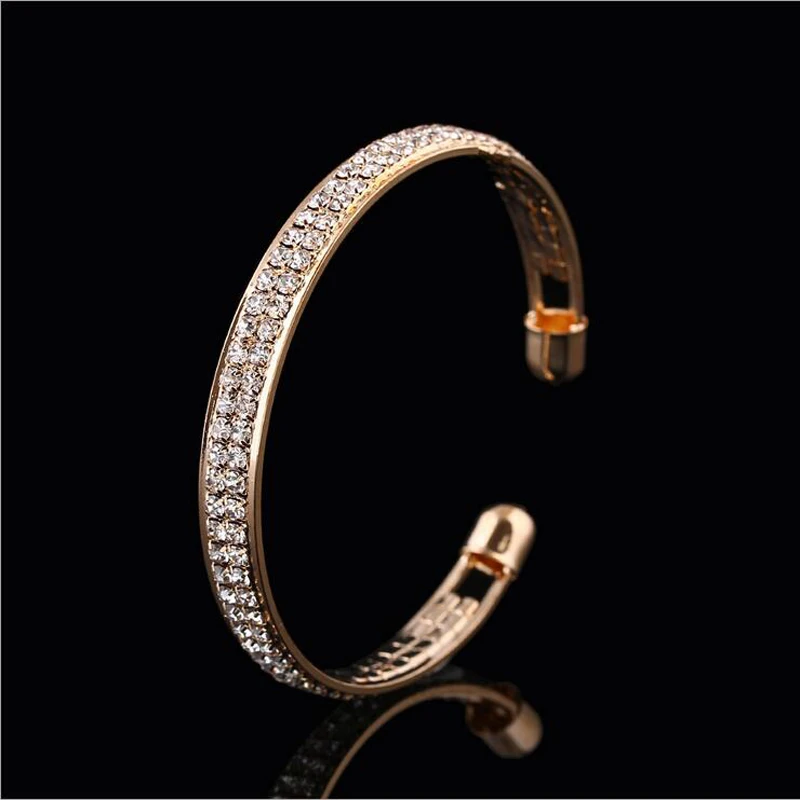 1 шт. Женский Золотой/серебристый с кристаллами манжета Шарм Bangel pulseiras para as mulheres love