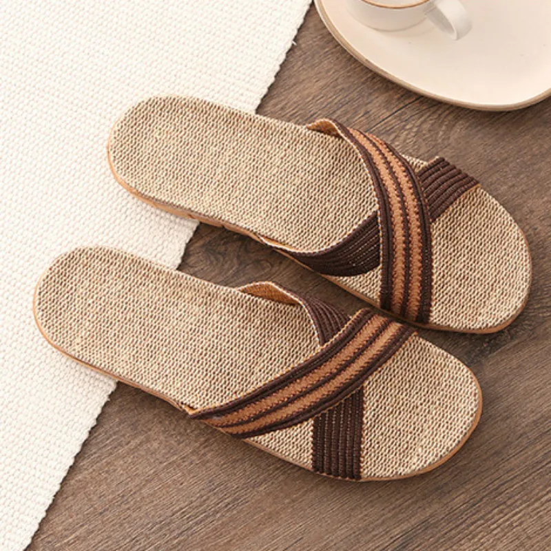 Прямая поставка Новинка летние мужские льняные Вьетнамки парусиновые