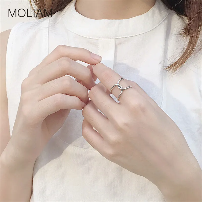 MOLIAM Simple Twist Knot Double Layers Adjustable Rings for Women Authentic 925 Sterling Silver Open Finger Ring Gift MLRT0157 | Украшения