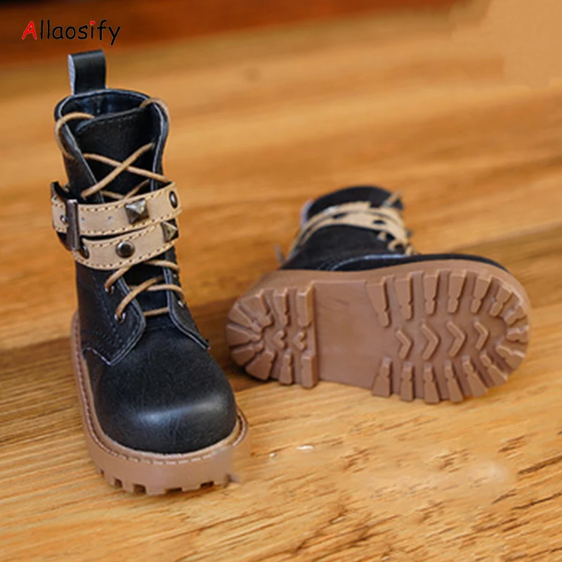 Allaosify BJD shoes 1/3 1/4 leather shoes black brown doll boots free shipping