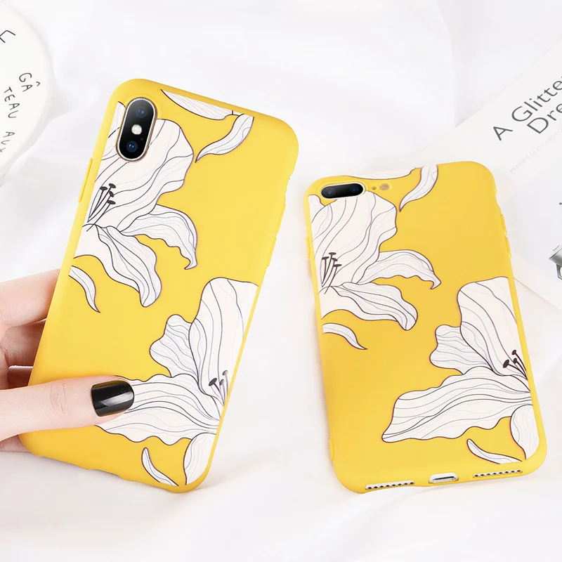 Чехол Moskado для iPhone 6 S 7 8 Plus X чехол красивый милый цветочный узор желтый мягкий ТПУ