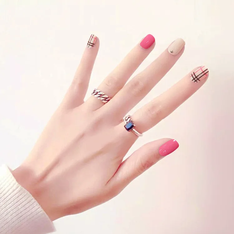 Модные стильные экологически чистые акриловые накладные ногти с полным