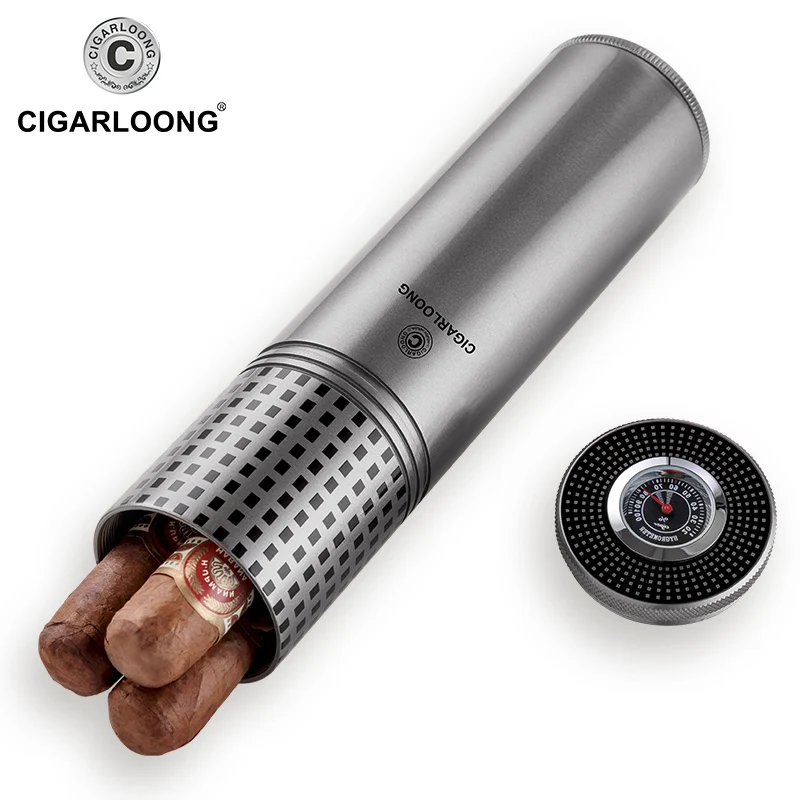 Горячая Распродажа CIGARLOONG сигары трубки Путешествия Портативный сигары тюбик увлажняющего средства с увлажнителем гигрометр труба хьюмидора CT-6001