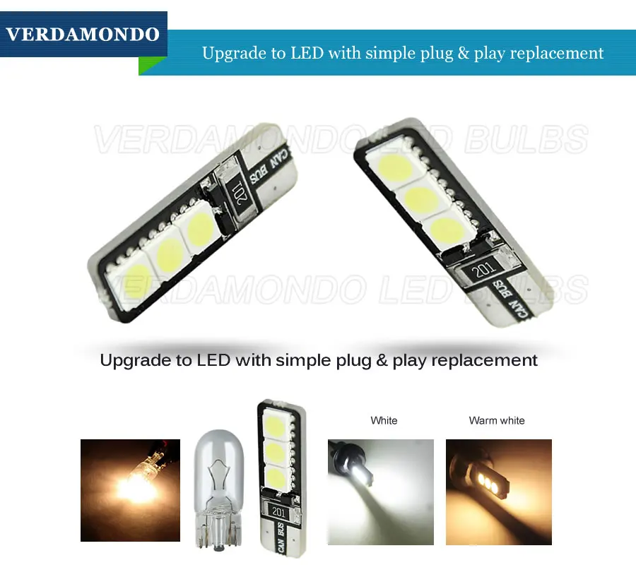 T10 W5W 194 168 яркий двойной без погрешности Canbus 6 SMD 5050 Светодиодный светильник для салона автомобиля ширина