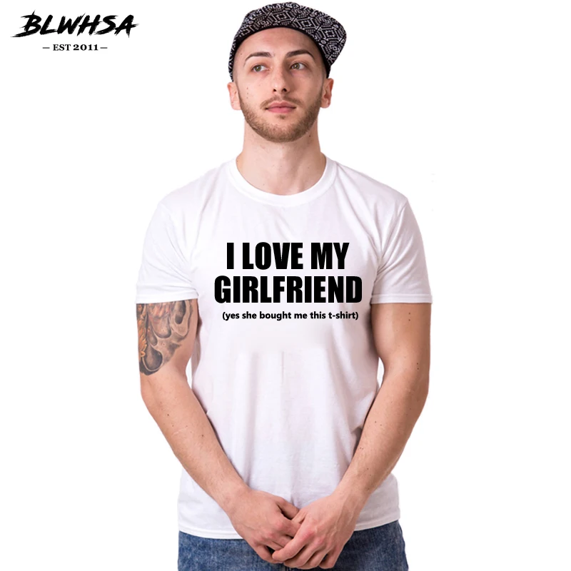Футболка мужская хлопковая с надписью I Love My Girl забавная тенниска короткими