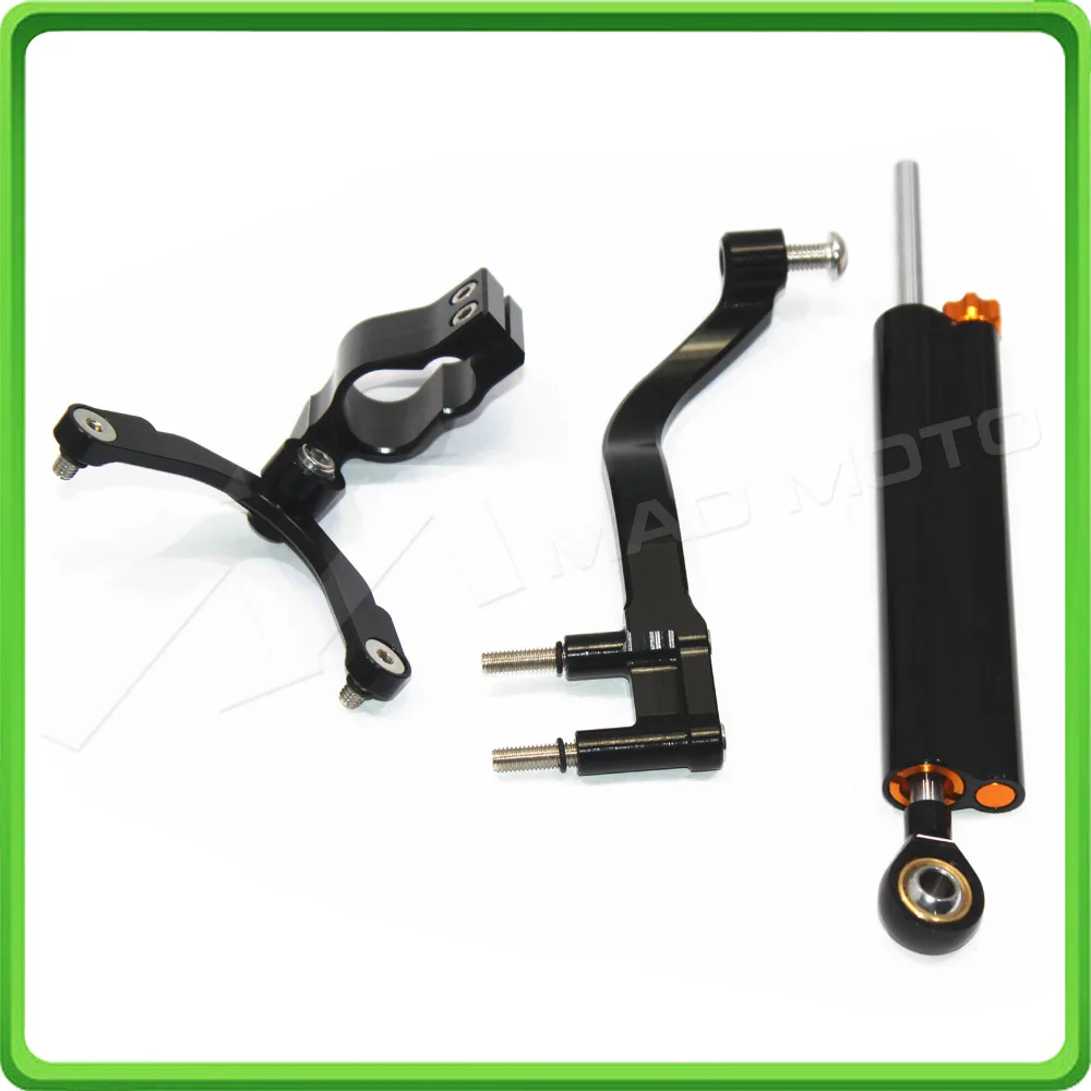

For MV Agusta F3 675/800 2012 2013 2014 2015 2016 2017 Steering Damper Stabilizer & Bracket Mount Kit Black color