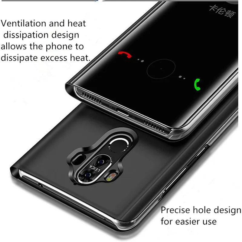 Роскошный зеркальный флип чехол для телефона Huawei P20 Pro Lite защитный Mate 10 Жесткий ПК