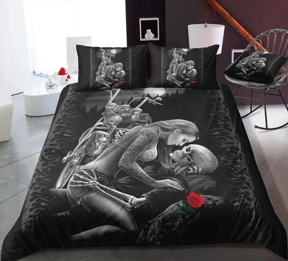3D skull bedding Quilt Cover Bedding Set Pillowcase Duvet | Дом и сад