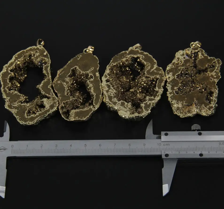 5 шт./лот большое золото титан друзы срезанные Бусины Подвески шарм объемные