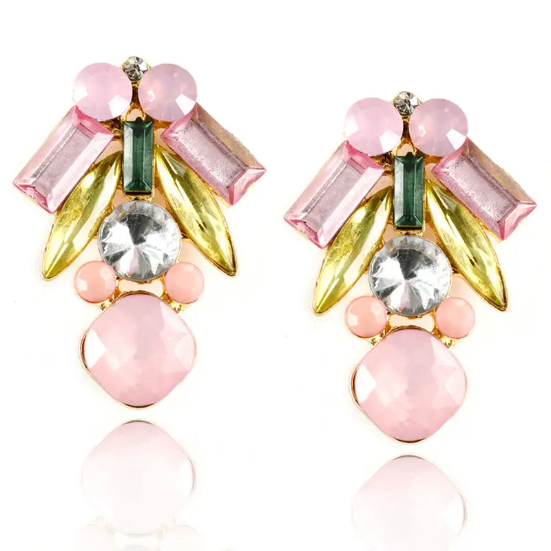 Женские серьги в стиле панк LUBOV, розовые, синие, акриловые золотые Сережка-гвоздик, металлические украшения для вечеринок, Рождественский подарок