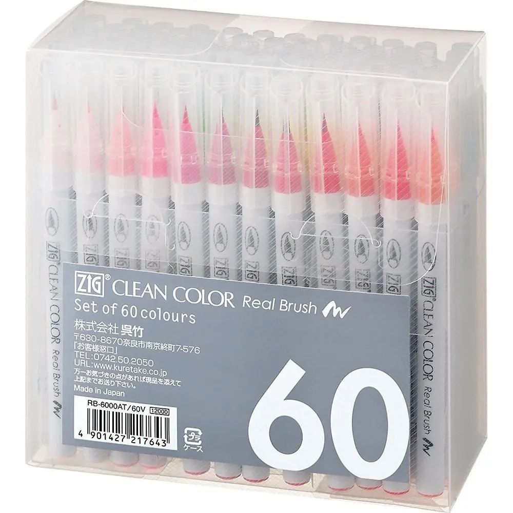 60 Colors Kuretake ZIG чистый цвет настоящий набор кистей RB-6000AT 4VA 4VB 4VC 4VD 12VA 24V 36V 48V 60V 90V - Цвет: 60 Colors