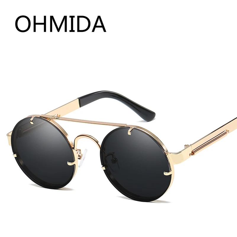 Круглые Солнцезащитные очки ohmida в стиле стимпанк винтажные мужские и женские