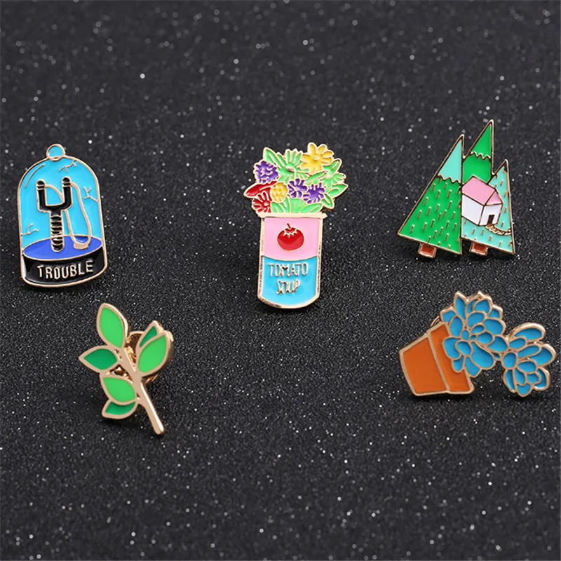 Free shipping fashion ladies jewelry New selling enamel flower and tree plant shape man woman decoration brooch badge | Украшения и