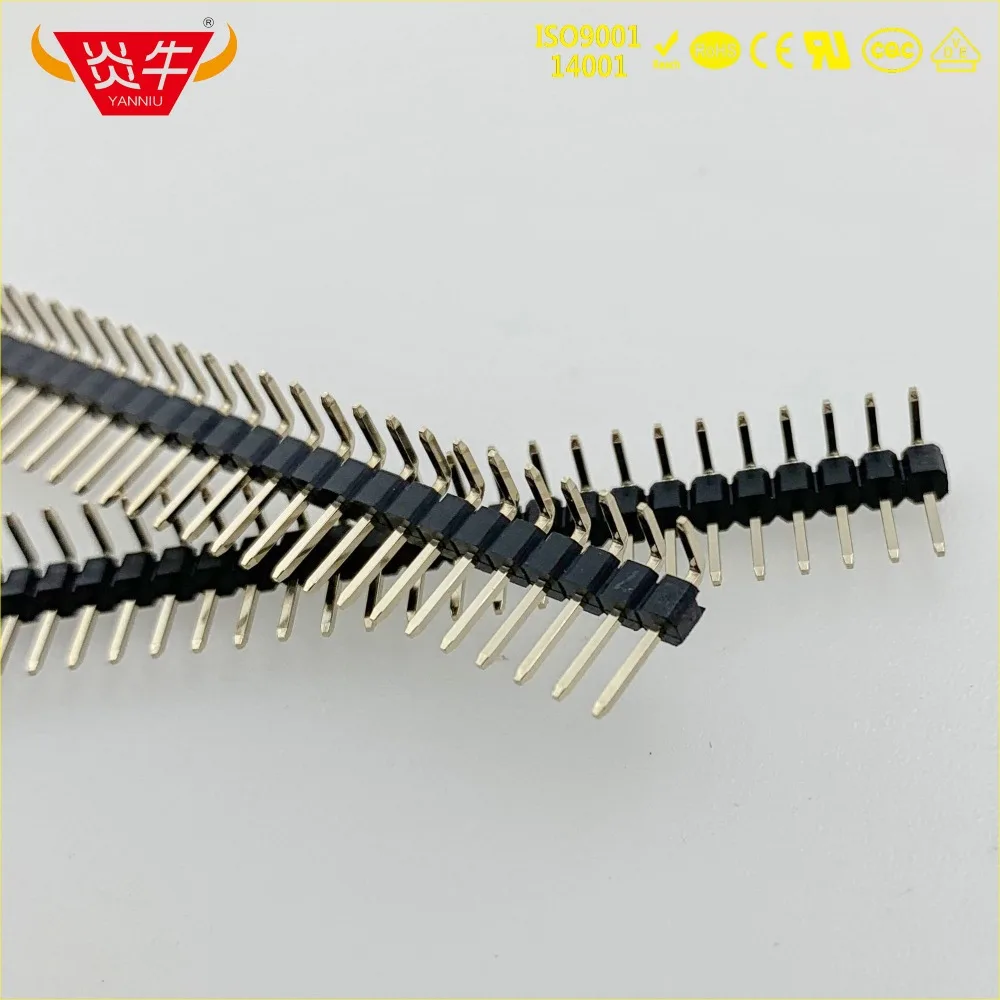 

2.54mm PITCH 1X40P 40PIN MALE STRIP CONNECTOR SOCKET SINGLE ROW RIGHT ANGLE PIN HEADER WITHSTAND HIGH TEMPERATURES GOLD-PLATED