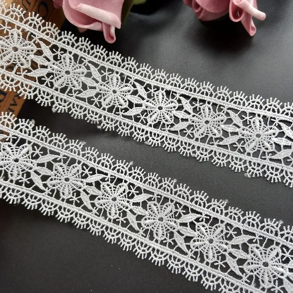 1 Meter 4cm White Polyester Crochet Tape Lace Edge Trim Ribbon Fabric Embroidered Applique Sewing Craft Wedding Dress Clothes | Дом и сад