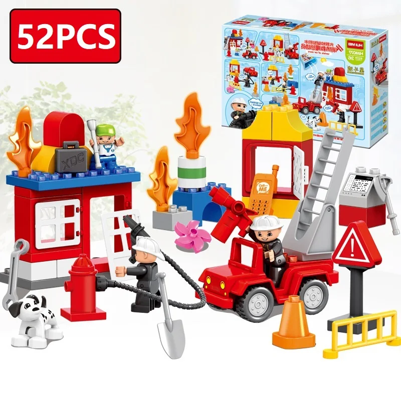 52 шт. совместимые Legoe Duploe строительный сайт большое образование частиц блоки