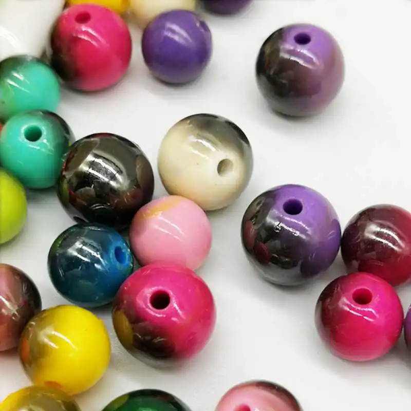 10/12/14mm 50/30/20/pcs Hot Fashion Cheap Acrylic Symphony Beads Round Shape For Jewelry Making DIY Fit Bracelets Necklaces | Украшения и