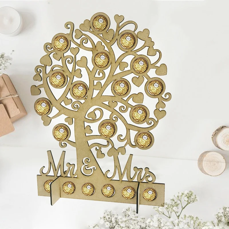 LED Wedding Sign Chocolate Tree Drawer Cabinet Display Stand Wooden DIY Jewelry Party Decoration Ornament Gift | Дом и сад